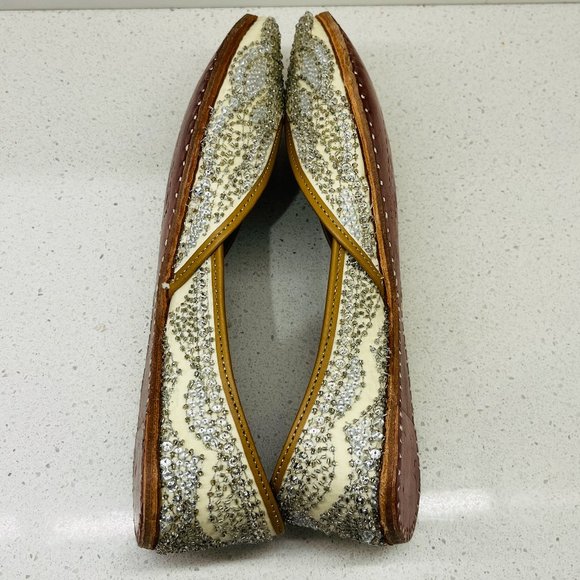 Embellished Cream and Silver Flats - Picture 15 of 16